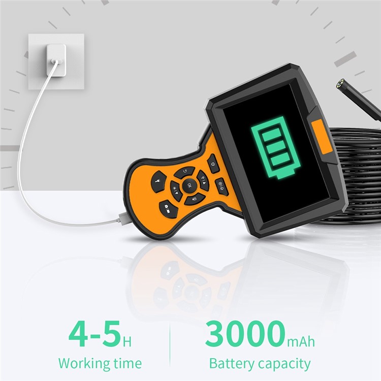 M50 2m Hard Wire 5.5mm Dual Lens 8+1 LED Industrial Borescope Inspection Camera 5-inch Screen Waterproof Endoscope - Orange-6