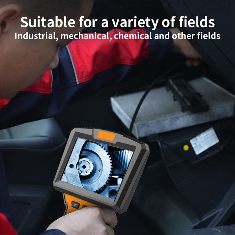 M50 2m Hard Wire 5.5mm Dual Lens 8+1 LED Industrial Borescope Inspection Camera 5-inch Screen Waterproof Endoscope - Orange-9