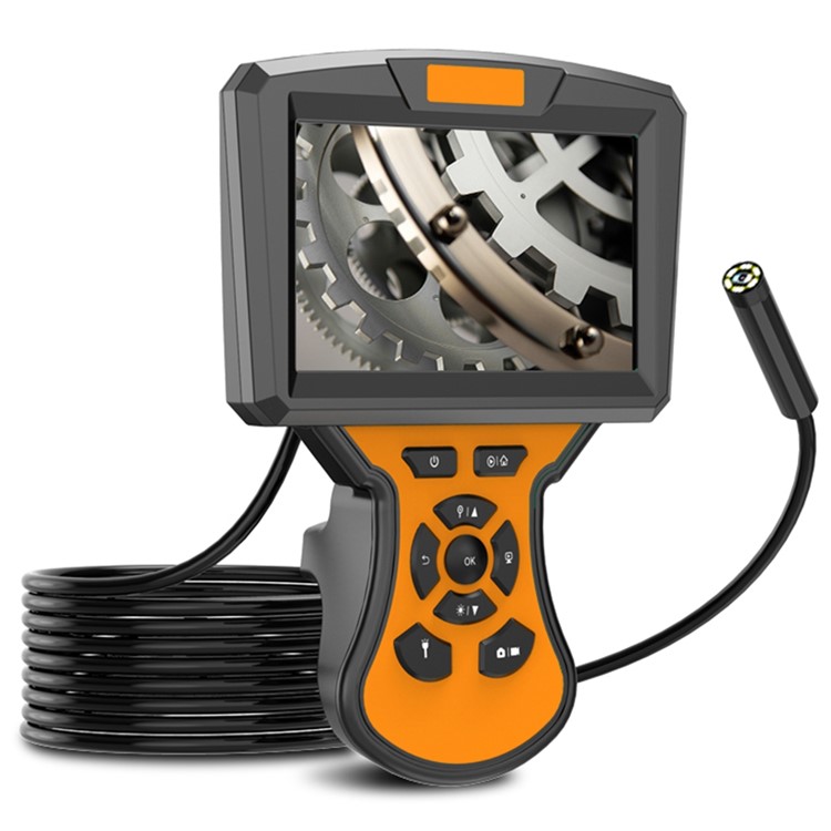 M50 2m Hard Wire 5.5mm Lens 5-inch Screen Industrial Endoscope 8-LED Waterproof HD 1080P Inspection Camera Borescope - Orange-1