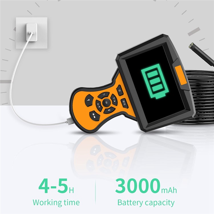 M50 2m Hard Wire 5.5mm Lens 5-inch Screen Industrial Endoscope 8-LED Waterproof HD 1080P Inspection Camera Borescope - Orange-6