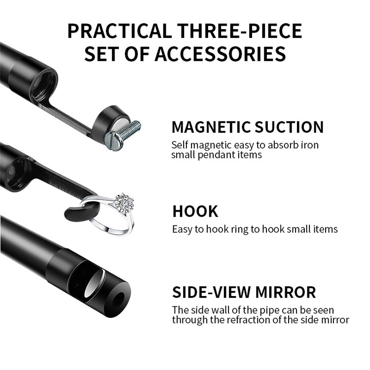 M50 2m Hard Wire 5.5mm Lens 5-inch Screen Industrial Endoscope 8-LED Waterproof HD 1080P Inspection Camera Borescope - Orange-7