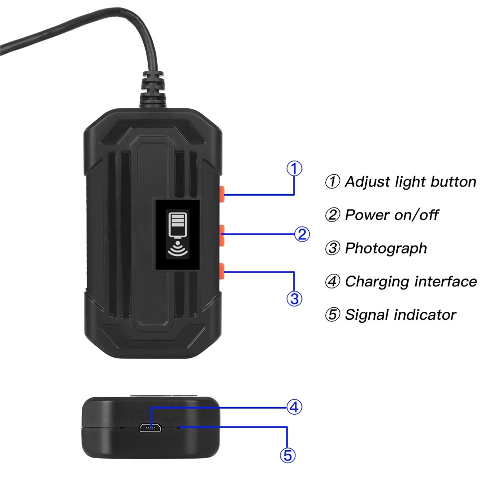 F240 WiFi Wireless Industrial Endoscope 3.9mm Inspection Camera IP67 Waterproof Borescope Scope Camera with 5m Cable-9