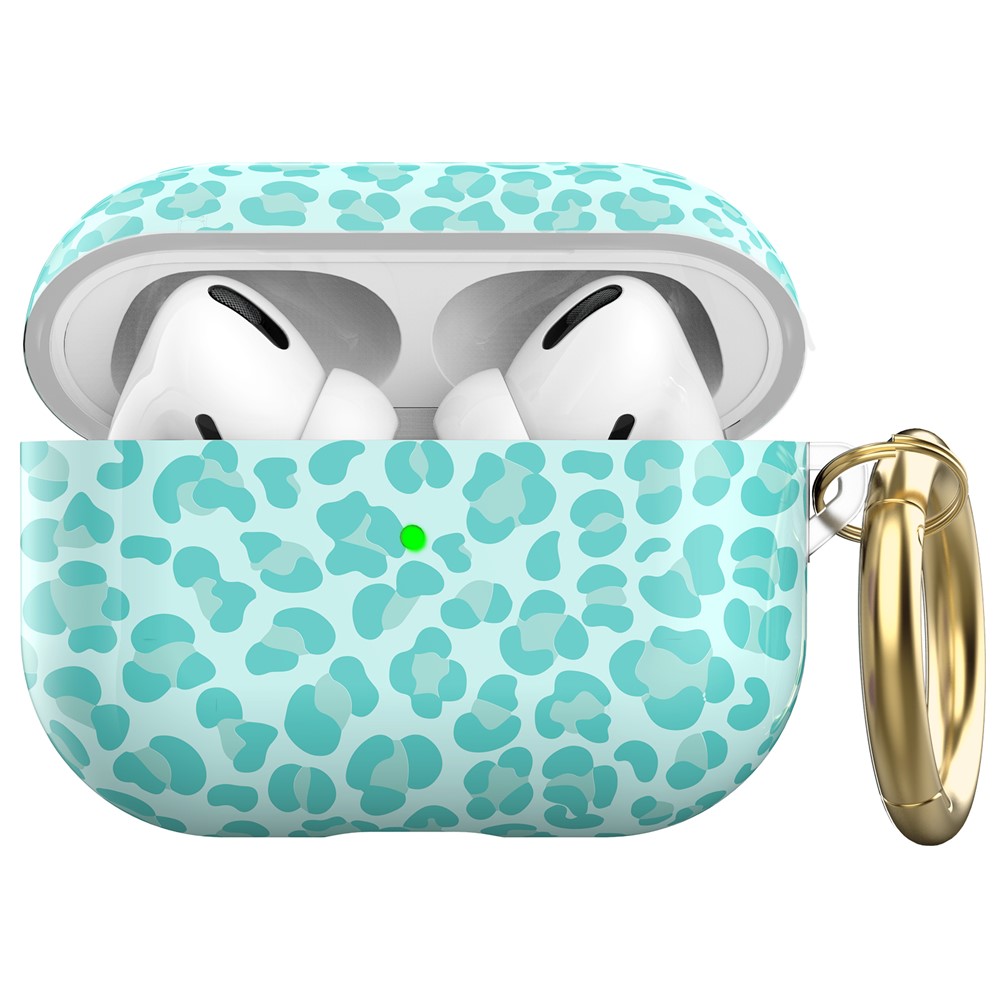 AHASTYLE PT142 For Apple AirPods Pro Shockproof Case Pattern Printed TPU Cover Anti-Lost Earbuds Case with Buckle - Baby Blue
