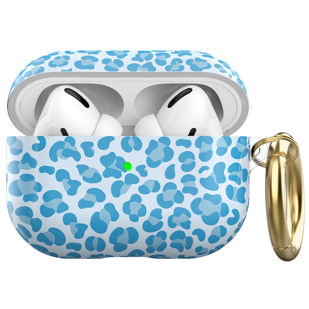 AHASTYLE PT142 For Apple AirPods Pro Shockproof Case Pattern Printed TPU Cover Anti-Lost Earbuds Case with Buckle - Blue