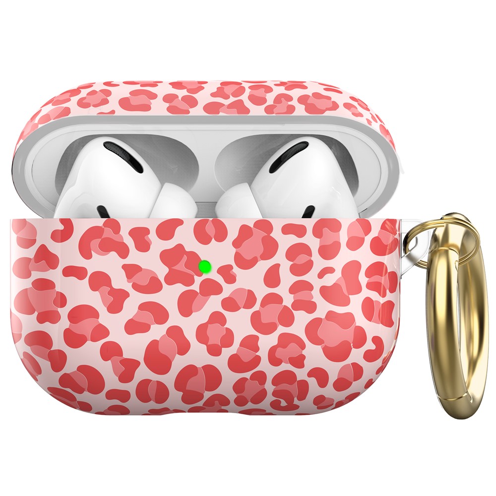 AHASTYLE PT142 For Apple AirPods Pro Shockproof Case Pattern Printed TPU Cover Anti-Lost Earbuds Case with Buckle - Watermelon Red