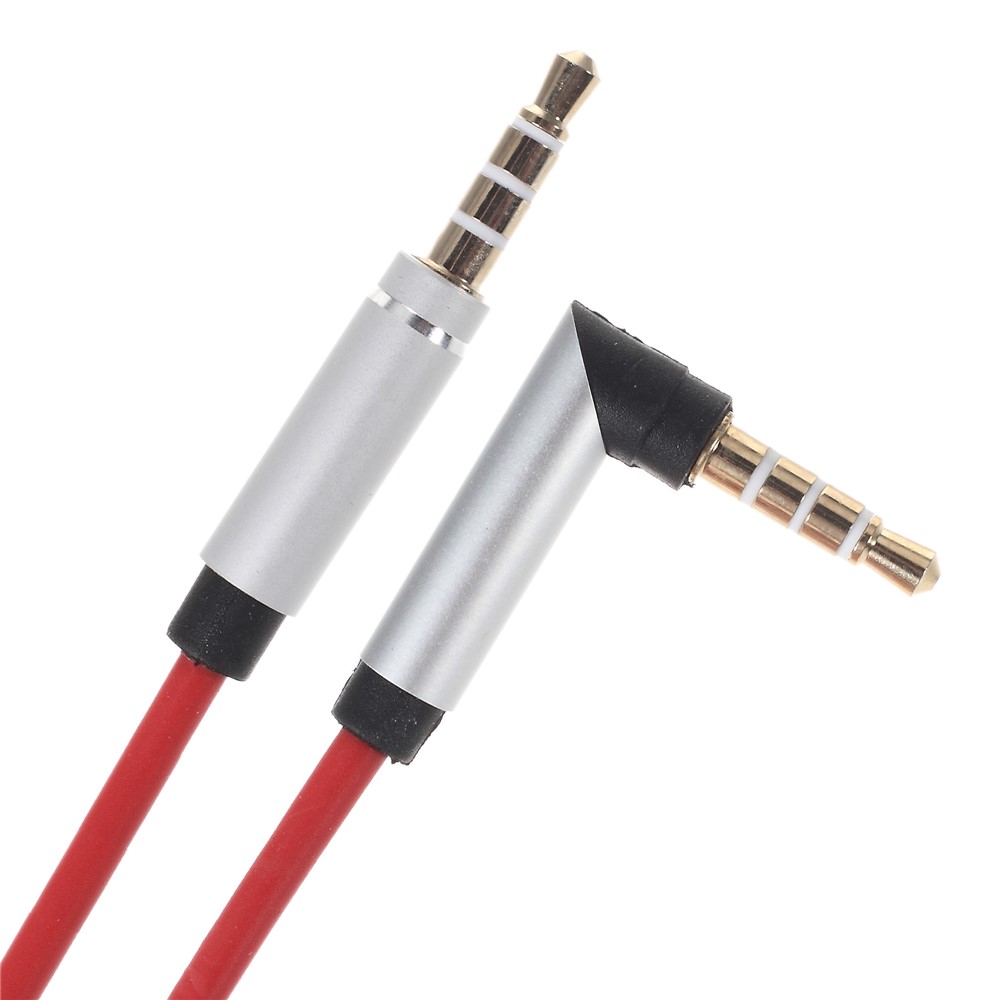 Cable de Audio Estéreo de Ángulo Recto de 3.5 mm Masculino a Masculino Para Iphone Mp3 Mp4 - Rojo