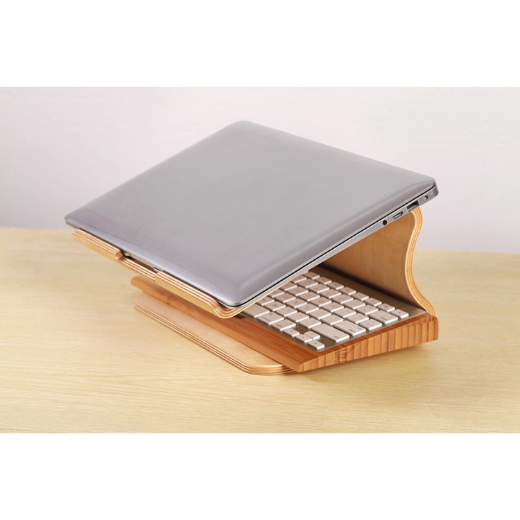 SAMDI Wood Laptop Desktop Table Stand Para Macbook Pro 15.4 Inch Disipación De Calor - Caqui-2