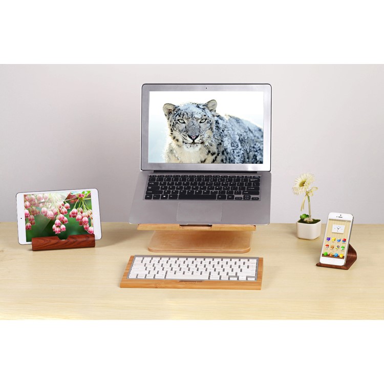 Samdi Wood Laptop Desktop Stand Stand Aumenta Monitor Reser Per MacBook Pro Dissipazione di Calore da 15,4 Pollici - Cachi-3