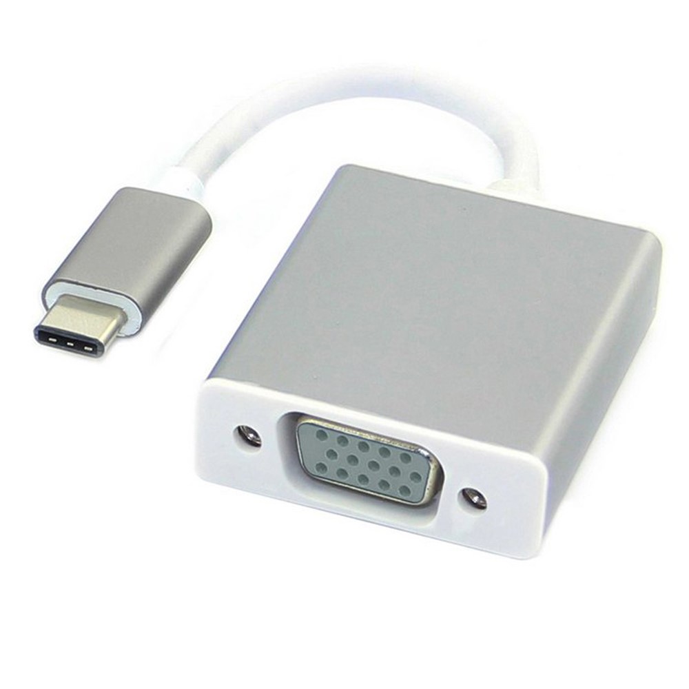 USB-C USB 3.1 Tipo C a VGA 1080p Cable Adaptador HDTV Para 2015 Nuevo Macbook de 12 Pulgadas - Color Plata-4