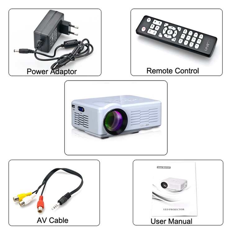 UHAPPY U35 Mini HD LED Projektor Unterstützung 3D HDMI VGA SD-Karte - Schwarz-10