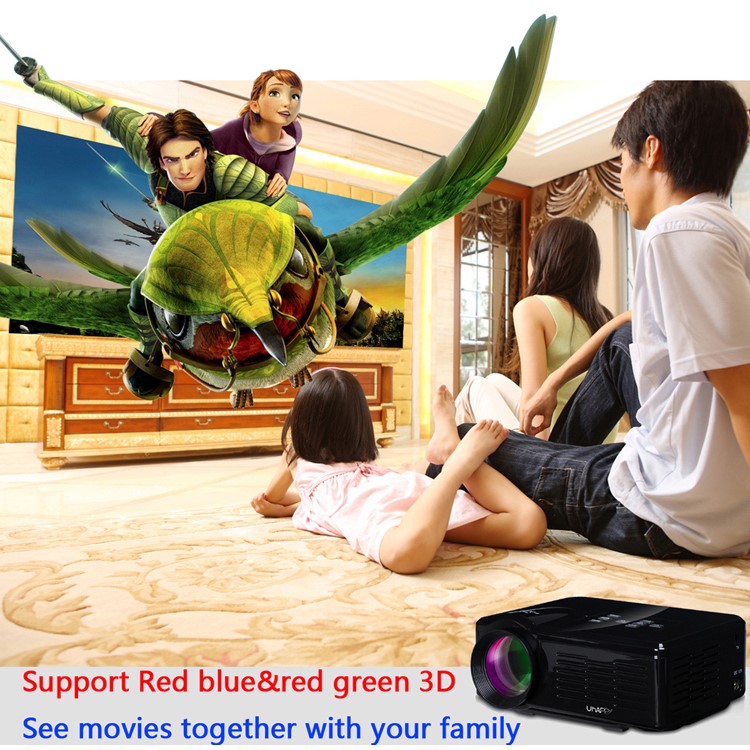 UHAPPY U35 Mini HD LED Projektor Unterstützung 3D HDMI VGA SD-Karte - Schwarz-12