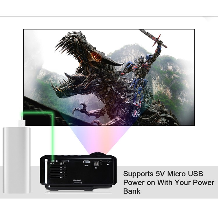 UHAPPY U35 Mini HD LED Projektor Unterstützung 3D HDMI VGA SD-Karte - Schwarz-15