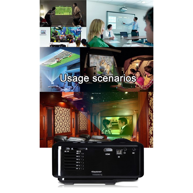 UHAPPY U35 Mini HD LED Projektor Unterstützung 3D HDMI VGA SD-Karte - Schwarz-22