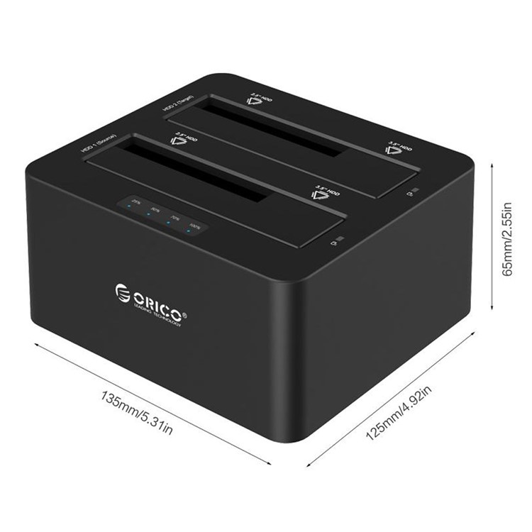 ORICO Professional 2-bay USB3.0-Festplatten-Dockingstation Für 2,5 / 3,5-Zoll-HDD / SSD Mit Klonfunktion (6629us3-c) - AU-Stecker-6