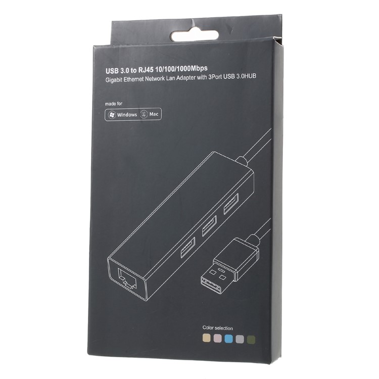 USB 3.0 to RJ45 10/100/1000Mbps Gigabit Ethernet Network Lan Adapter with 3 USB Ports-8
