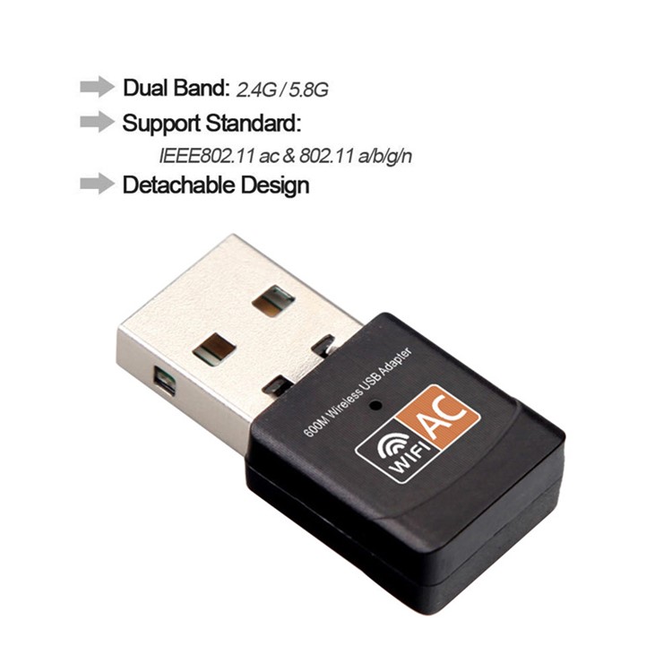 AC600 Portable 2.4/5.0G 600Mbps WIFI USB Adapter Dongle Wireless Network Card-1