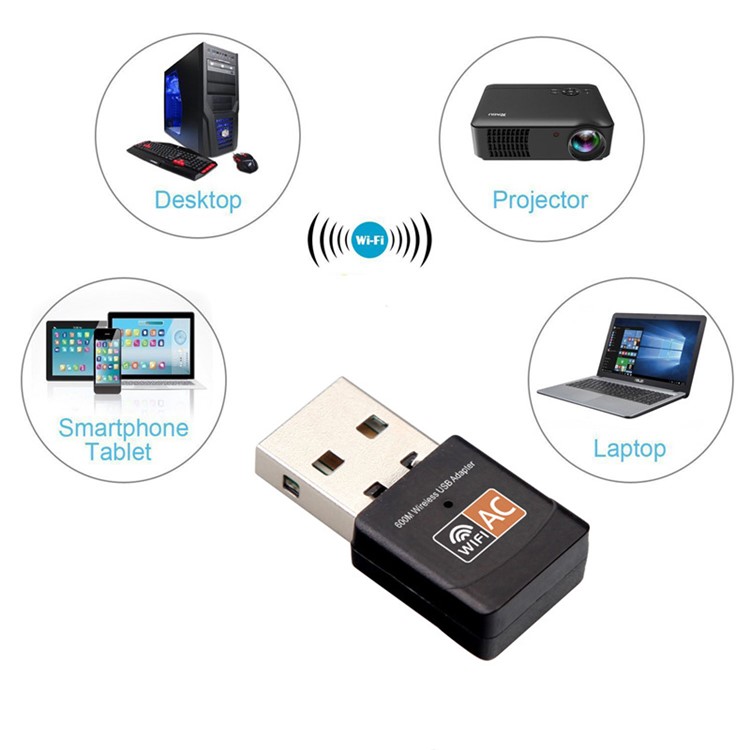 AC600 Portable 2.4/5.0G 600Mbps WIFI USB Adapter Dongle Wireless Network Card-4