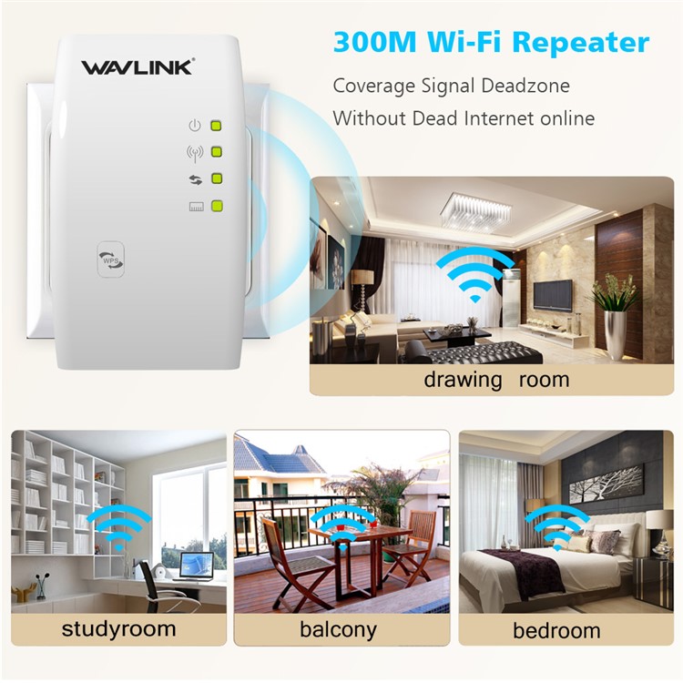 WAVLINK WL-WN518W2 Portable Mini Wireless WiFi Repeater 300Mbps WiFi WLAN Range Extender Expander - White / EU Plug-12