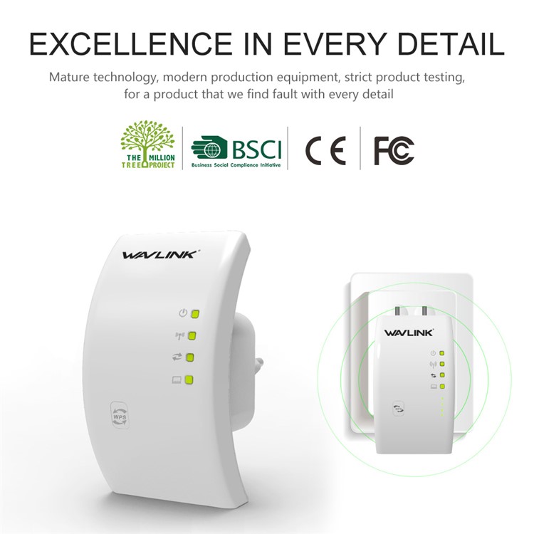 WAVLINK WL-WN518W2 Portable Mini Wireless WiFi Repeater 300Mbps WiFi WLAN Range Extender Expander - White / EU Plug-9