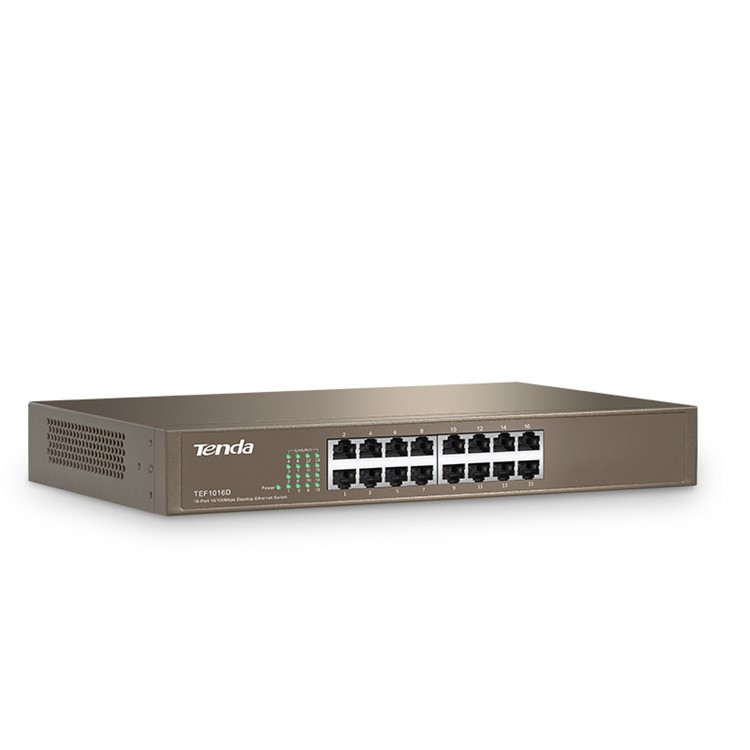 TENDA TEF1016D 16 Ports 10/100Mbps Switch Metal Switch Network Monitoring Deconcentrator - EU Plug-1