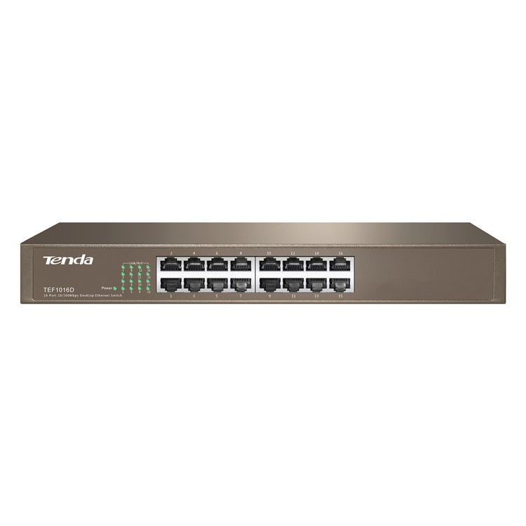 TENDA TEF1016D 16 Ports 10/100Mbps Switch Metal Switch Network Monitoring Deconcentrator - EU Plug-2