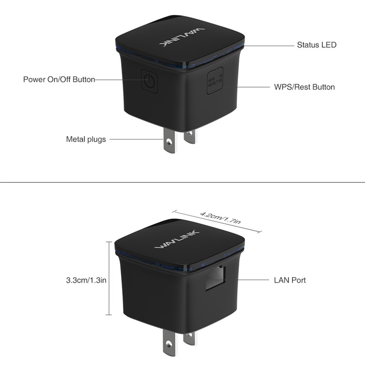 WAVLINK WL-WN581N2 Mini 300Mbps WiFi Range Extender Wireless Repeater Booster Amplifier - US Plug-5
