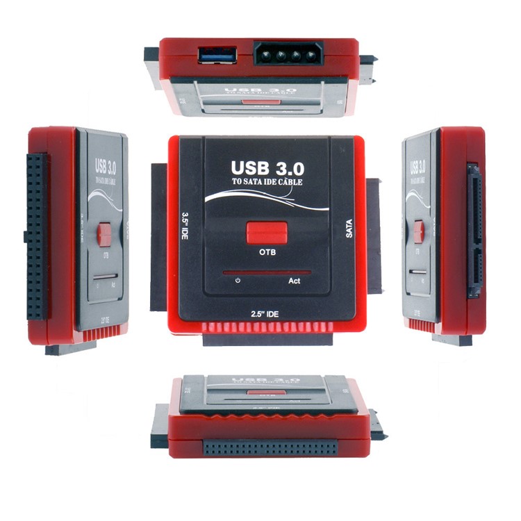 High Speed USB 3.0 to 2.5"/3.5" SATA/IDE OTB Hard Drive Converter Cord with Power Supply - AU Plug-3