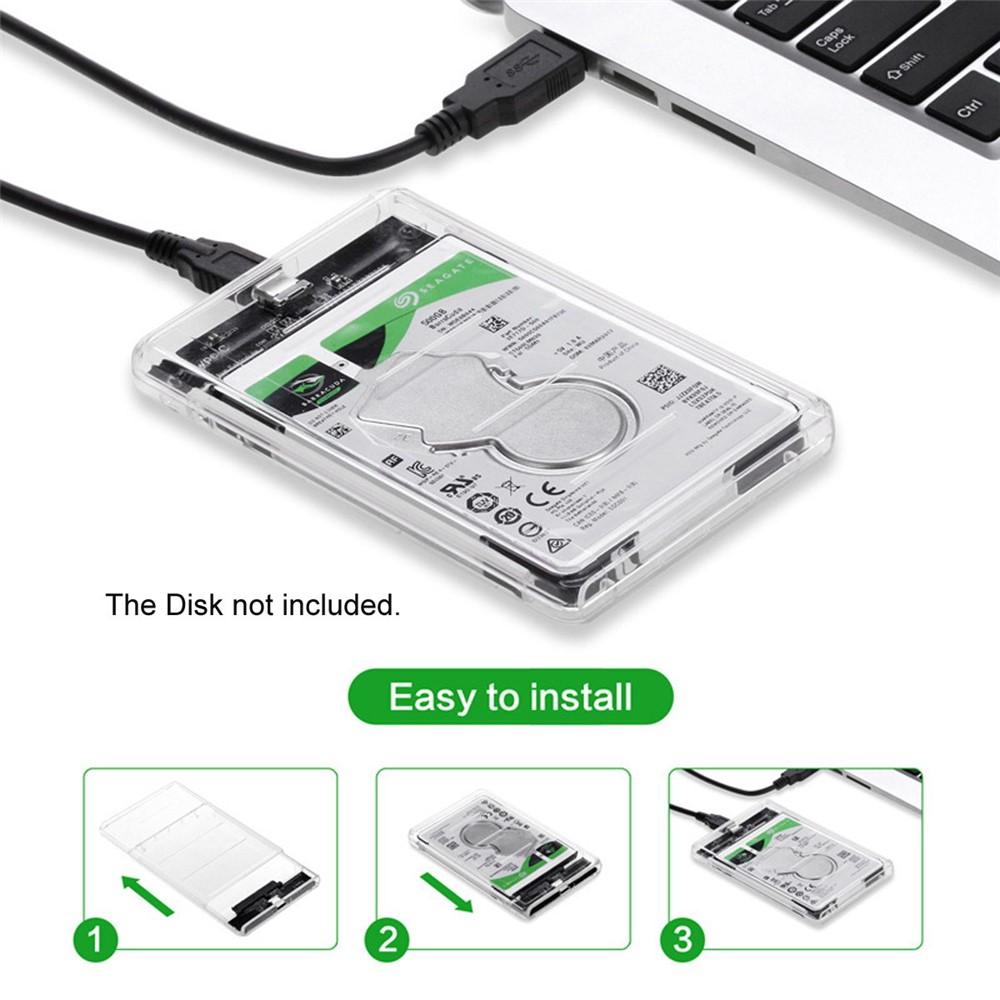 USB-C Tipo c a 2,5 Polegadas SATA SSD HDD Externo Gabinete Transparente Para Laptop & PC