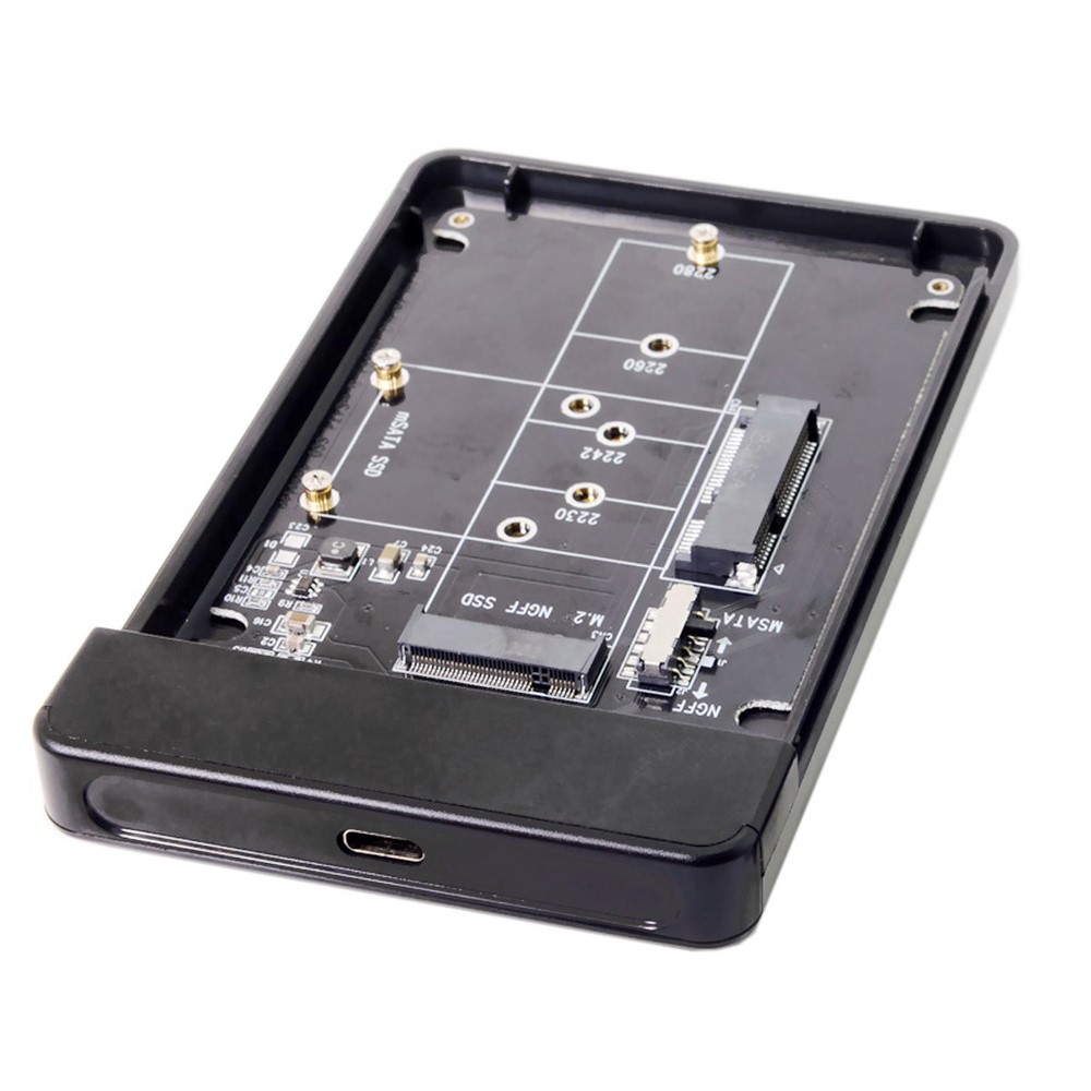 Combo M.2 NGFF B-key & SSD De Msata Para O Gabinete De Caixa De Conversor Tipo-c USB Com Interruptor-3