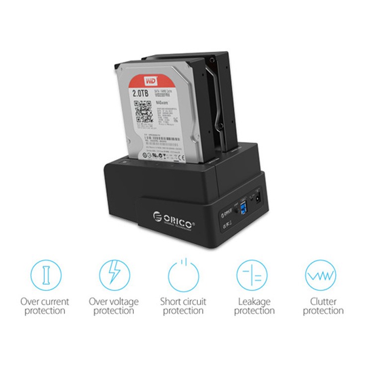 ORICO USB 3.0 Hard Disk Drive Dual-Bay Enclosure Case for 2.5 / 3.5 inch SATA HDD (6628US3-C-V1 ) - US Plug-1