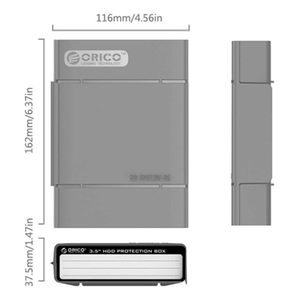 ORICO PHP35-V1 3.5" SATA HDD Hard Disk Drive Protection Case Shockproof - Grey-10