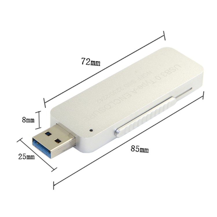 Retractable 42mm NGFF M2 B-key B/M-key SSD to USB 3.0 External PCBA Adapter Card Flash Disk Type - Silver-21