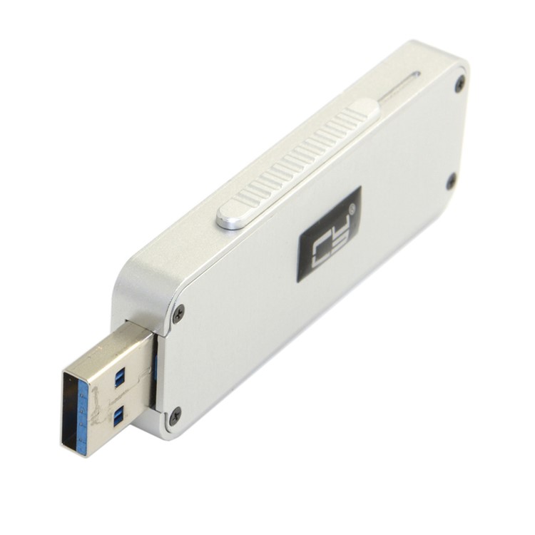 Retractable 42mm NGFF M2 B-key B/M-key SSD to USB 3.0 External PCBA Adapter Card Flash Disk Type - Silver-5
