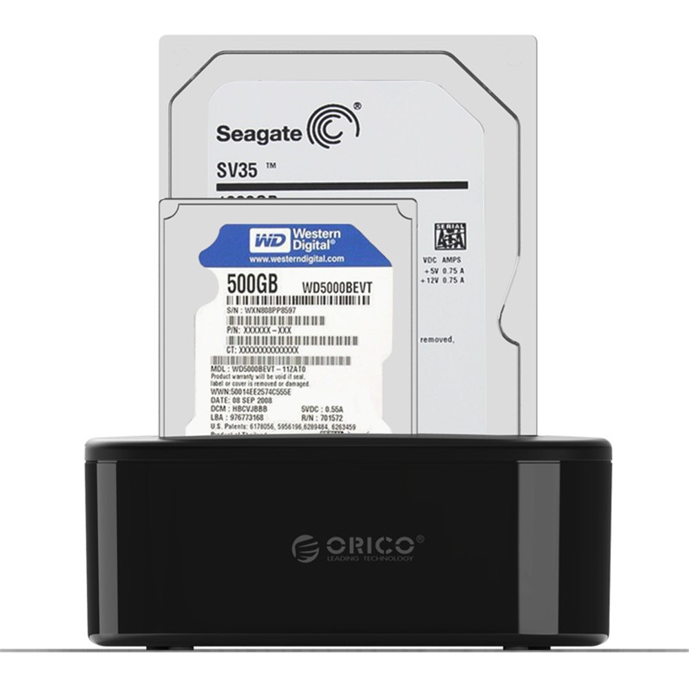 ORICO USB 3.0 SATA Boîtier de boîtier de disque dur à double baie pour disque dur HDD de 2,5 \\"/ 3,5\\" avec fonction de clone hors ligne (6228US3-C) - Plug de l'UE-4