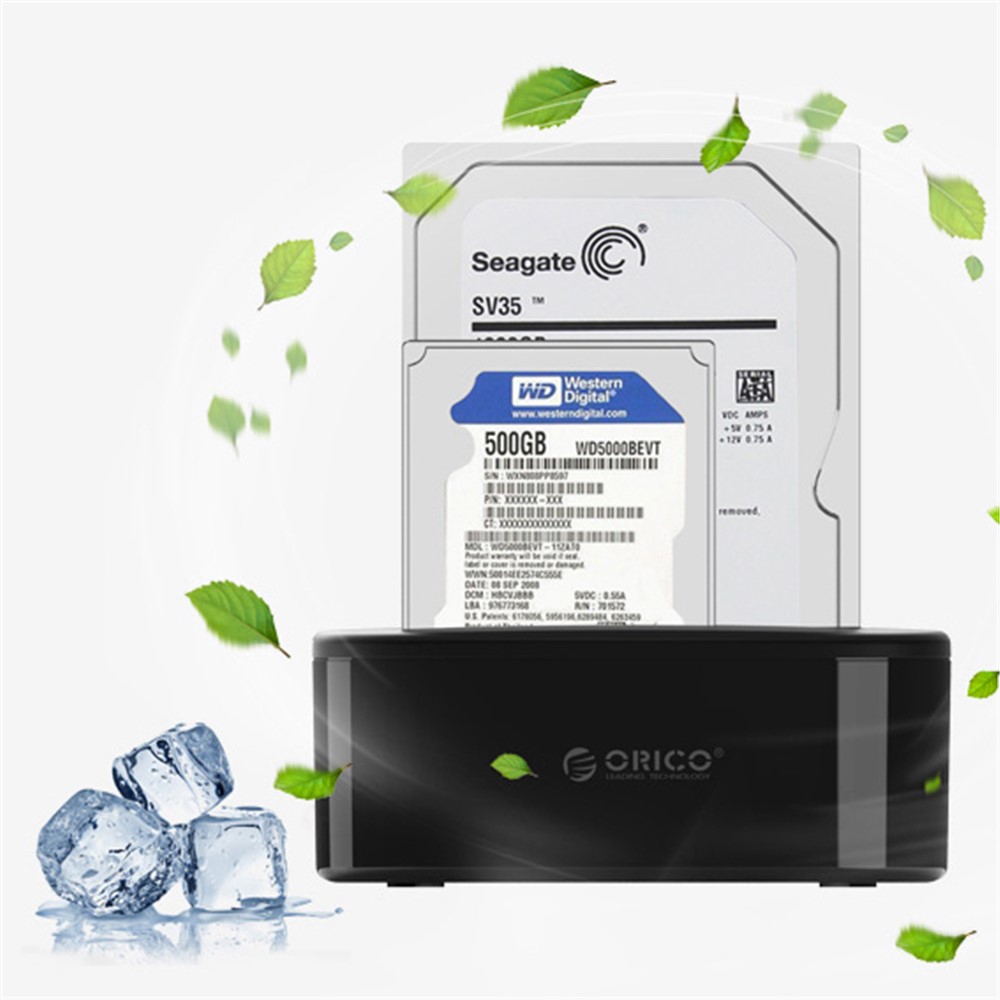 ORICO USB 3.0 SATA Boîtier de boîtier de disque dur à double baie pour disque dur HDD de 2,5 \\"/ 3,5\\" avec fonction de clone hors ligne (6228US3-C) - Plug de l'UE-6
