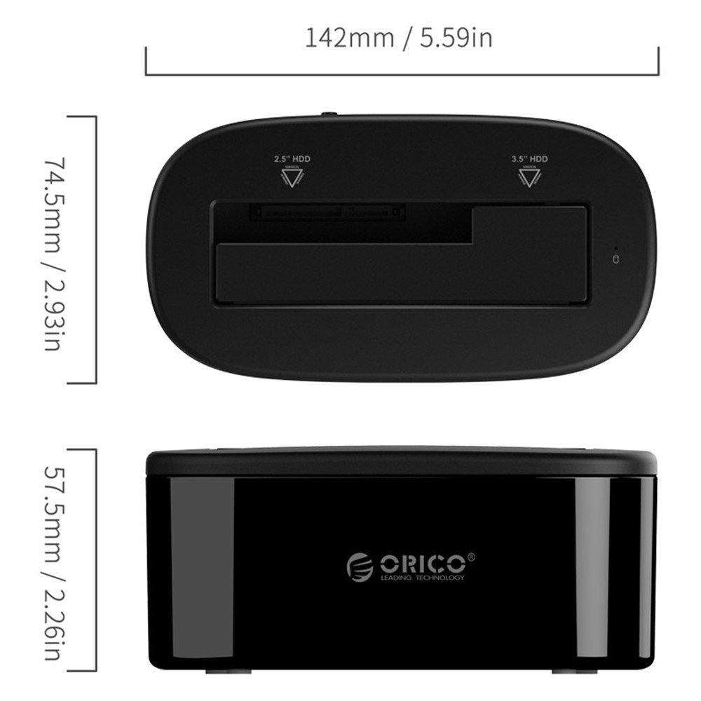 ORICO Tool Free 5Gbps Super Speed USB 3.0 to SATA External Hard Drive Docking Station (6218US3) - Black / EU Plug-3
