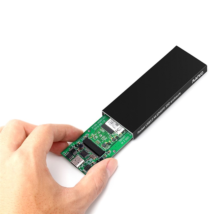 MAIWO K16NC Aluminum Alloy Pocket Size USB3.0 M.2(NGFF) SDD Enclosure with Type-C Port - Black-2