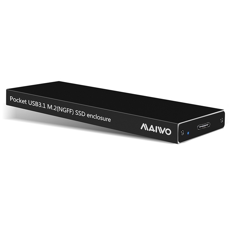 MAIWO K16NC Aluminum Alloy Pocket Size USB3.0 M.2(NGFF) SDD Enclosure with Type-C Port - Black-4