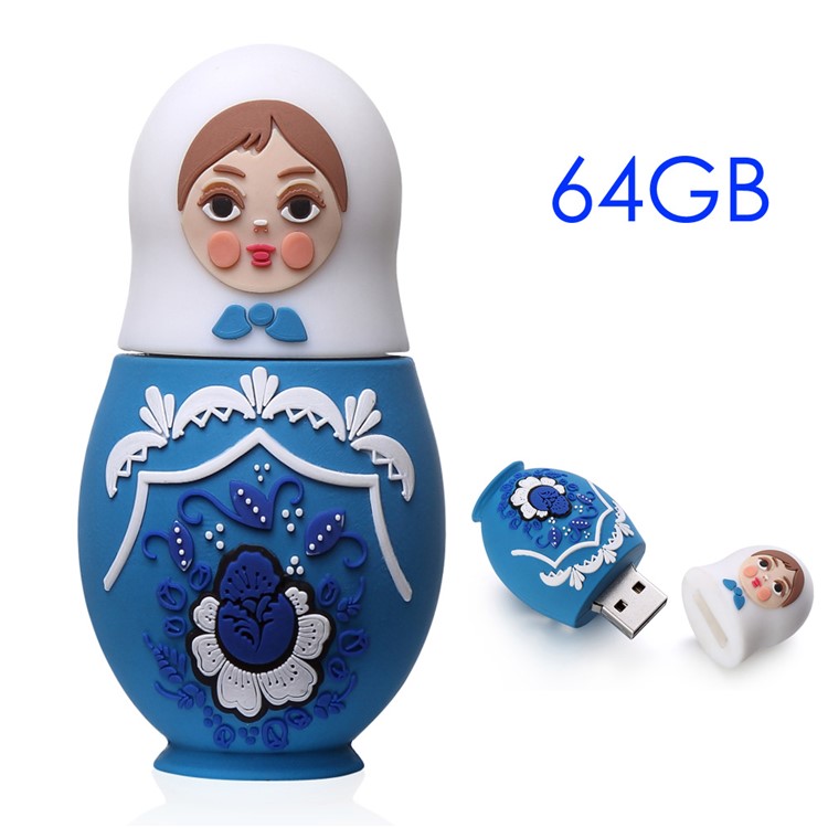 VITAS 64GB Cute Russian Doll U-Disk USB 2.0 Flash Drive U Disk Memory Stick (UV-05-64G)-1