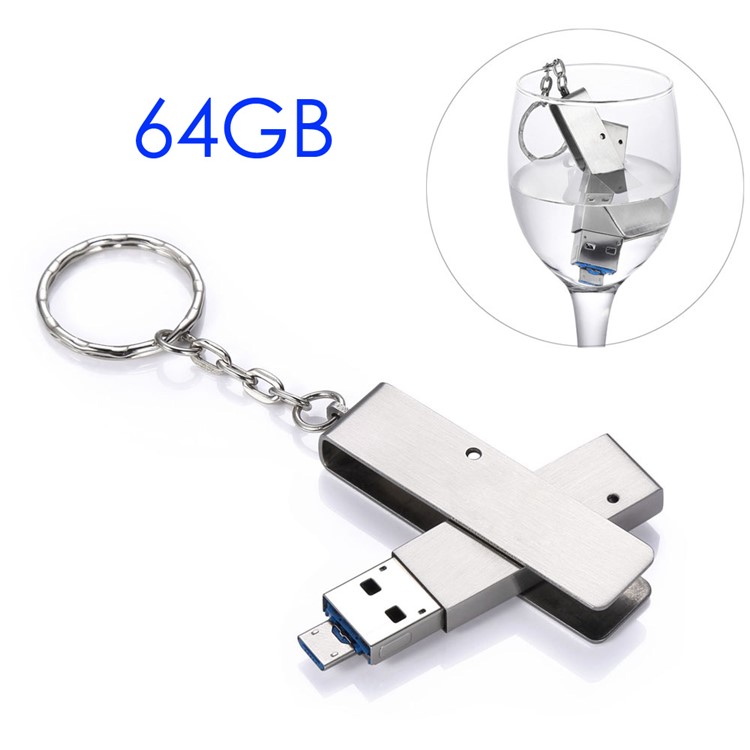 VITAS 64GB Waterproof U-Disk OTG Metal Micro USB / USB 2.0 Flash Drive U Disk Memory Stick (UV-04-1-64G)-1