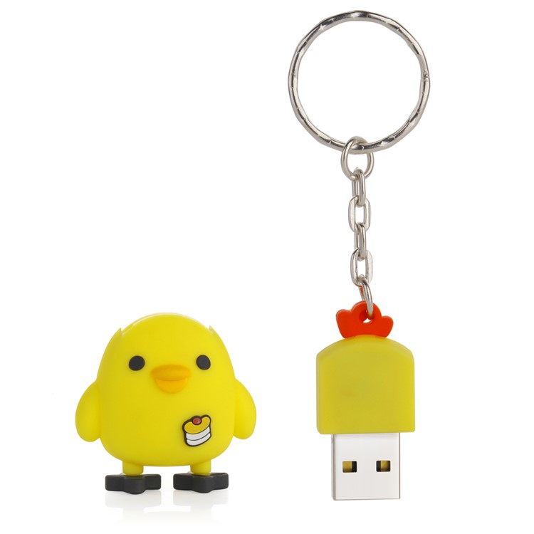 VITAS 16G USB 2.0 U Disk Flash Drive Cartoon Chicken Style Memory Stick with Key Ring-1