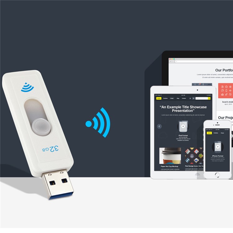 VITAS 32GB USB 3.0 WiFi Wireless Flash Memory Stick Storage U Disk for Smartphones (UV-17-32G) - White-1
