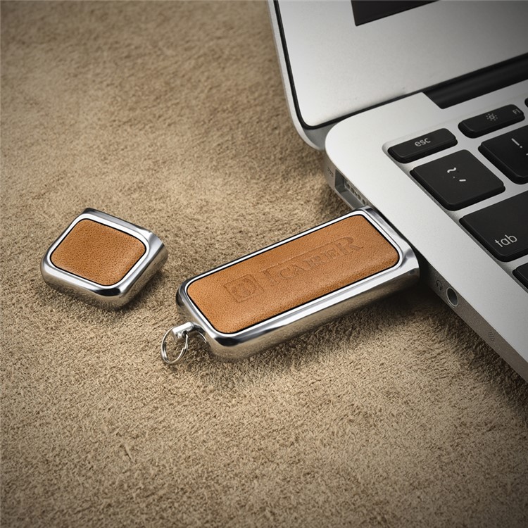ICARER 16G Portable Flash Drive Genuine Leather USB Disk-16
