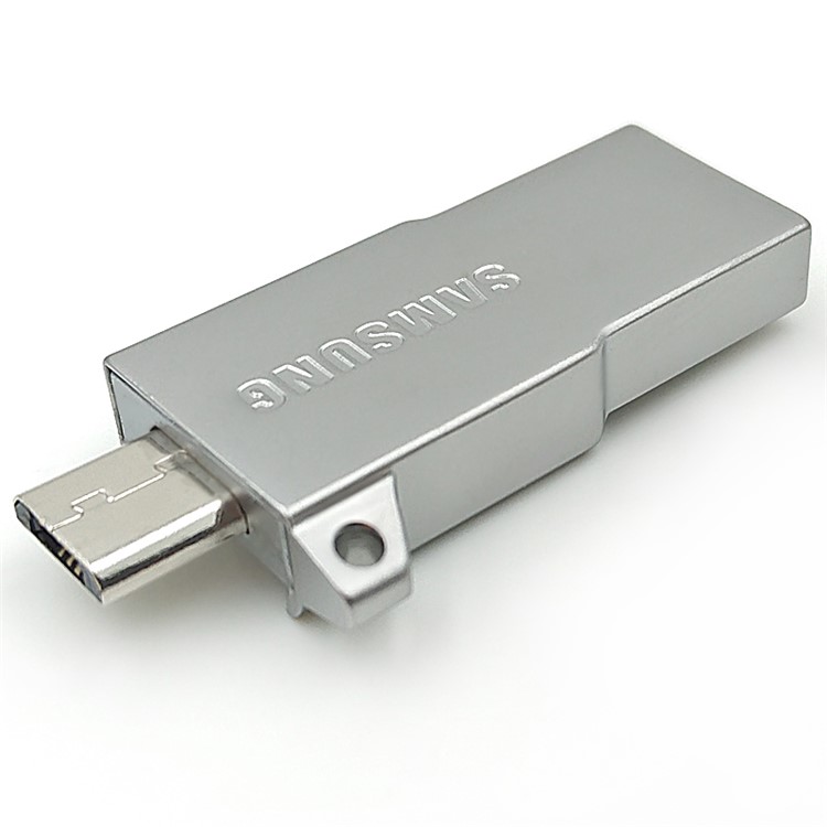 SAMSUNG MicroSDHC Memory Card Reader + MicroUSB Metal OTG + 64GB USB 3-in-1 Design - Silver-1