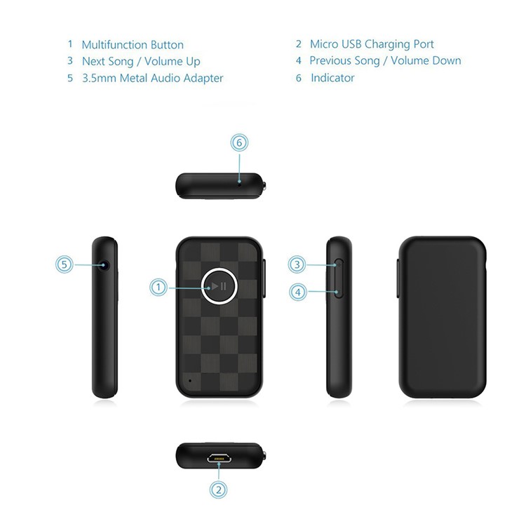 BT09B Wireless Bluetooth 5.0 Audio Music Receiver Support Hands-free Calling-4