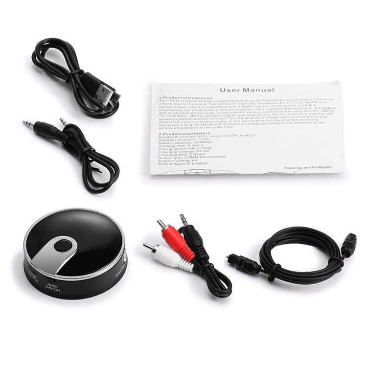 TX12 Bluetooth Transmitter Digital Optical Fiber Toslink Wireless Audio Adapter Stereo Music Stream Video Dongle-10