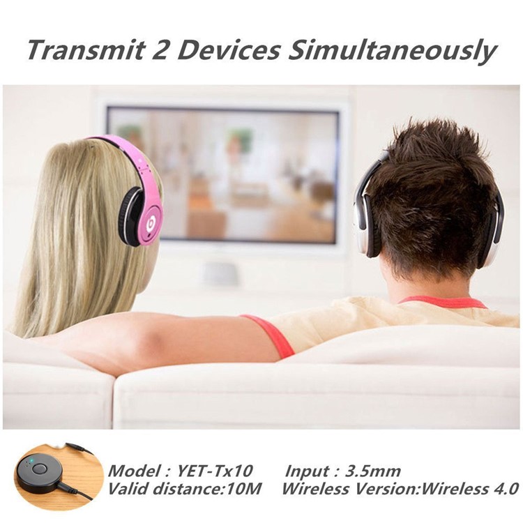 TX10 3.5mm Bluetooth 4.0 Music Transmitter Audio Adapter (Transmit 2 Devices Simultaneously) for Car Stereo PC TV MP4-6