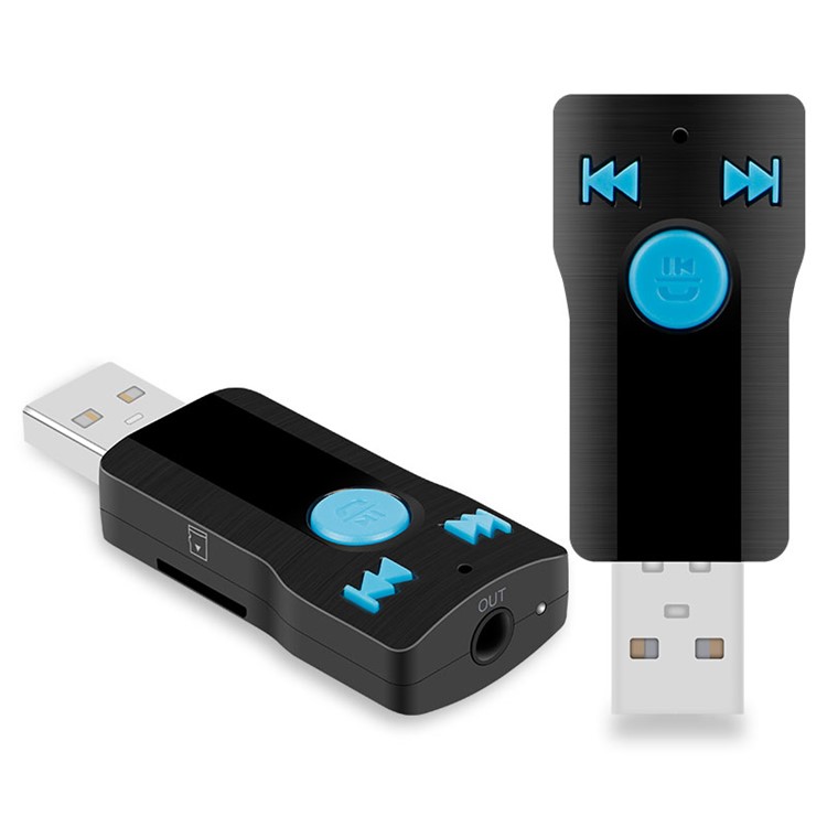 BC07 Bluetooth USB Receiver Support TF Card / 3.5mm Audio Output - Black-2