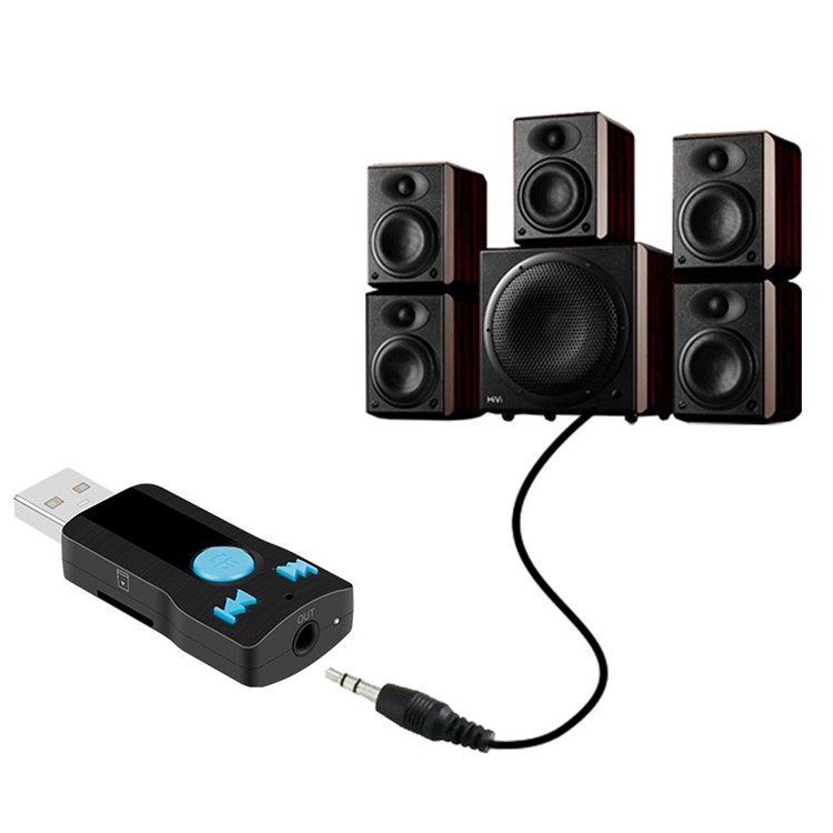 BC07 Bluetooth USB Receiver Support TF Card / 3.5mm Audio Output - Black-3