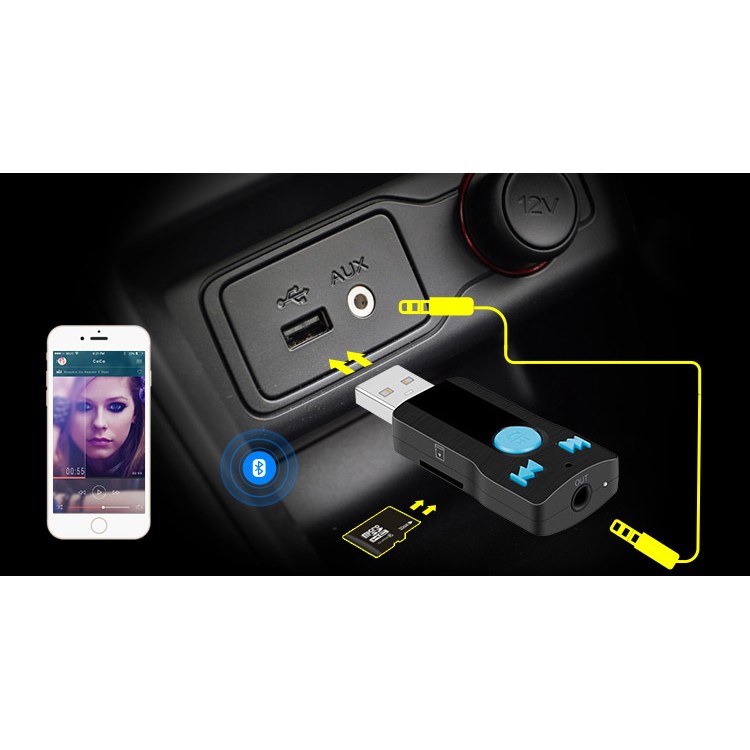 BC07 Bluetooth USB Receiver Support TF Card / 3.5mm Audio Output - Black-9